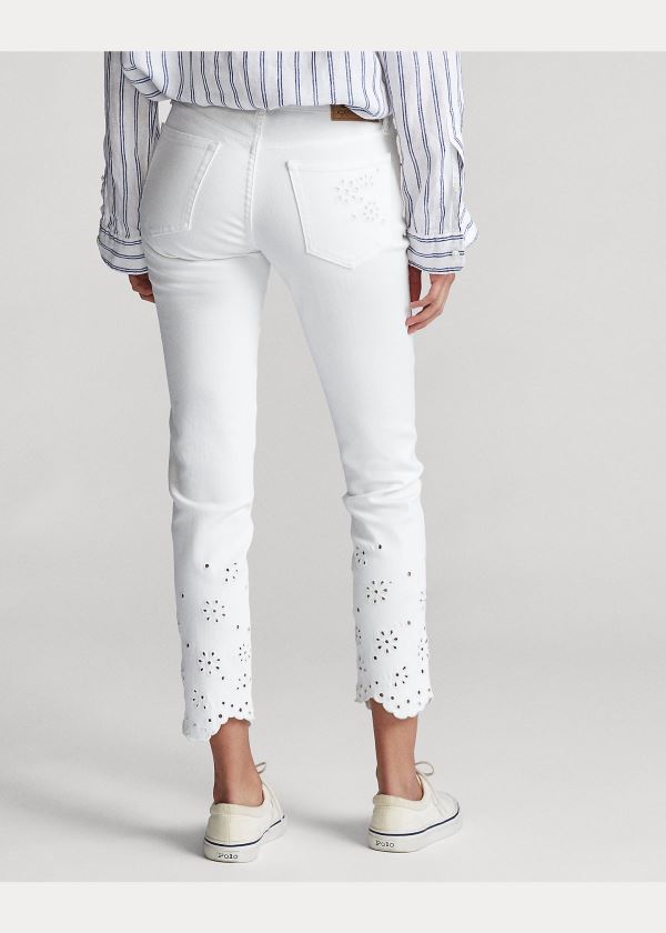 Jeansy Ralph Lauren Tompkins Skinny Crop Jean Damskie Białe | UHUW7630