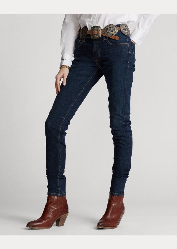 Jeansy Ralph Lauren Tompkins Skinny Jean with Pony Damskie Ciemny Indygo | MPFY2048