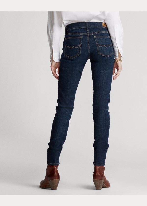 Jeansy Ralph Lauren Tompkins Skinny Jean with Pony Damskie Ciemny Indygo | MPFY2048