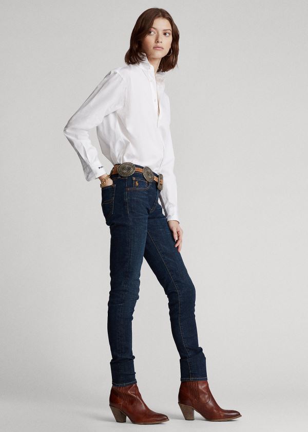 Jeansy Ralph Lauren Tompkins Skinny Jean with Pony Damskie Ciemny Indygo | MPFY2048