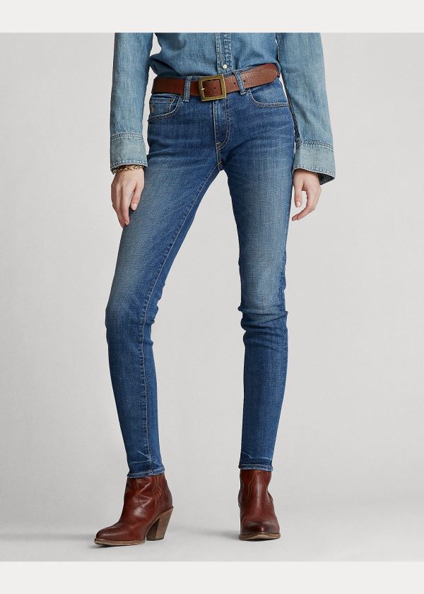 Jeansy Ralph Lauren Tompkins Skinny Jean with Pony Damskie Indygo | SAIM2451