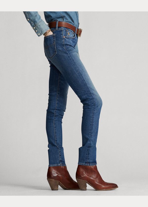 Jeansy Ralph Lauren Tompkins Skinny Jean with Pony Damskie Indygo | SAIM2451