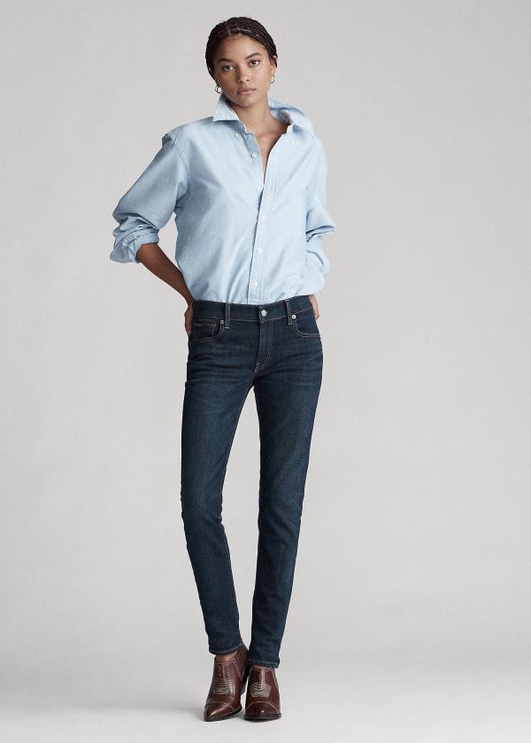 Jeansy Ralph Lauren Tompkins Skinny Jean Damskie Ciemny Indygo | ENUA2598