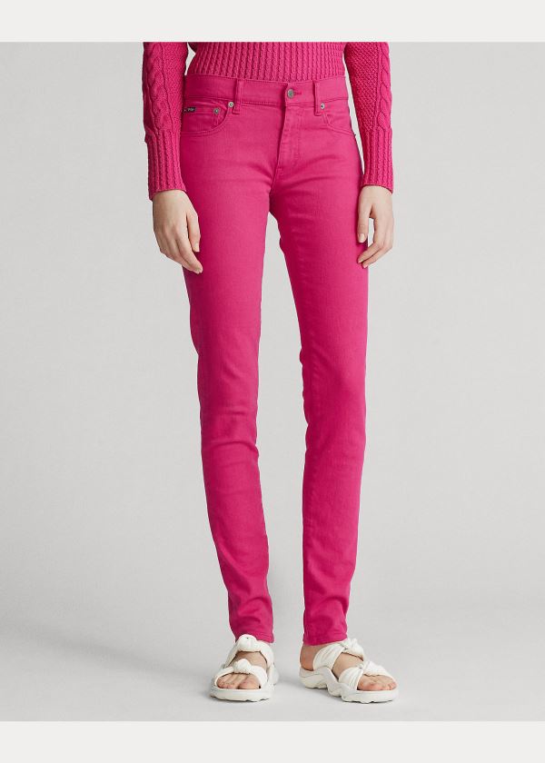 Jeansy Ralph Lauren Tompkins Stretch Skinny Jean Damskie Różowe | YIHP8141