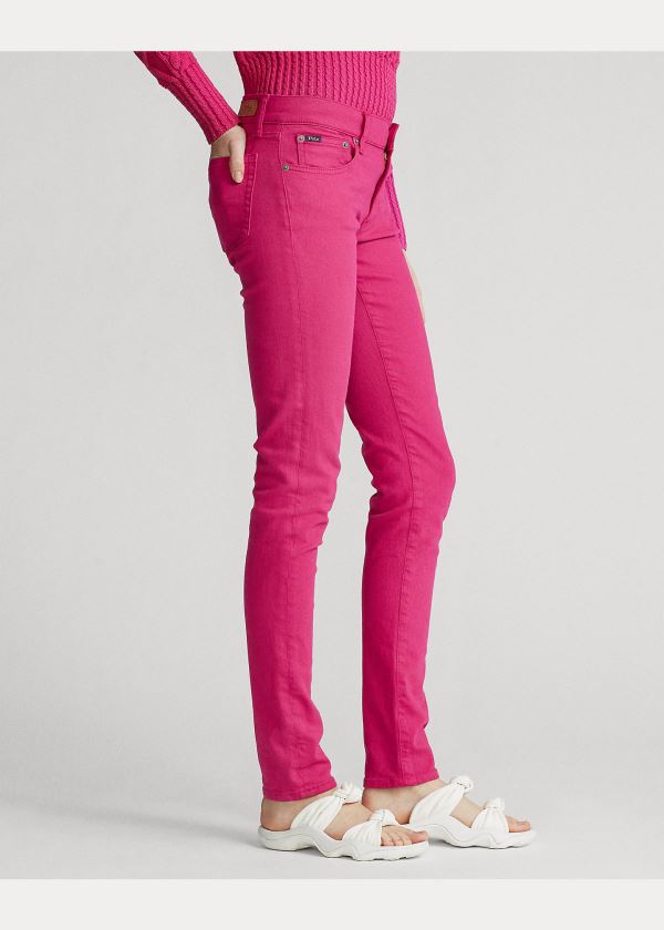 Jeansy Ralph Lauren Tompkins Stretch Skinny Jean Damskie Różowe | YIHP8141