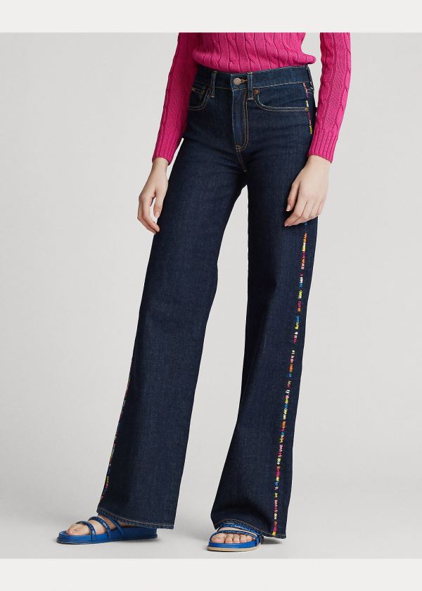 Jeansy Ralph Lauren Ulta Stretch Wide-Leg Jean Damskie Ciemny Indygo | QVPG5979