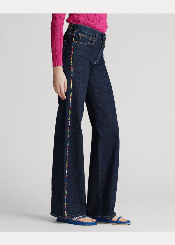 Jeansy Ralph Lauren Ulta Stretch Wide-Leg Jean Damskie Ciemny Indygo | QVPG5979