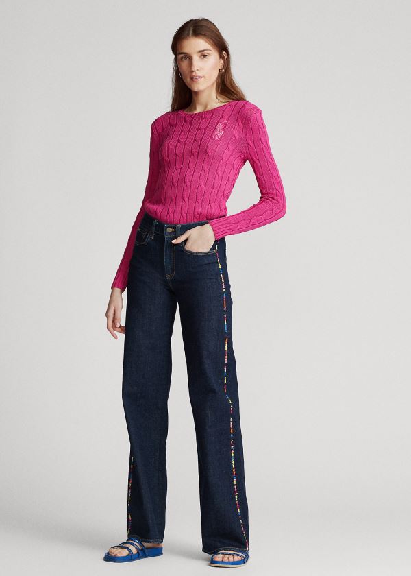 Jeansy Ralph Lauren Ulta Stretch Wide-Leg Jean Damskie Ciemny Indygo | QVPG5979