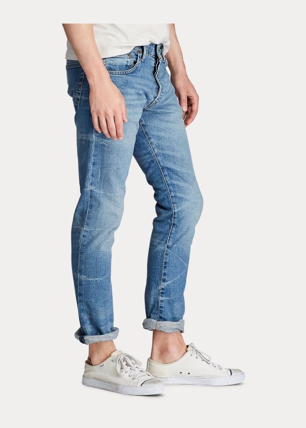 Jeansy Ralph Lauren Varick Slim Straight Jean Męskie Niebieskie Niebieskie | APSO8046