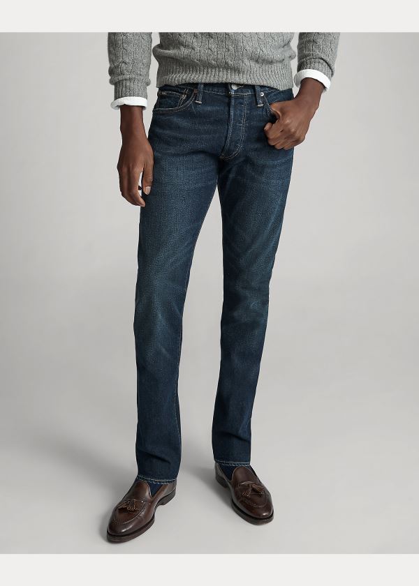 Jeansy Ralph Lauren Varick Slim Straight Jean Męskie Granatowe Niebieskie | CVXZ7789