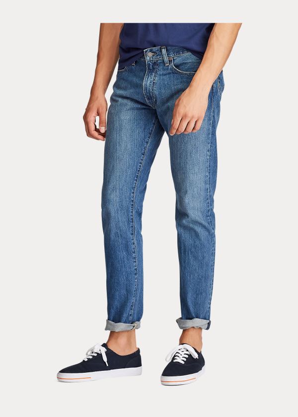 Jeansy Ralph Lauren Varick Slim Straight Jean Męskie Niebieskie Niebieskie | VTTZ6863