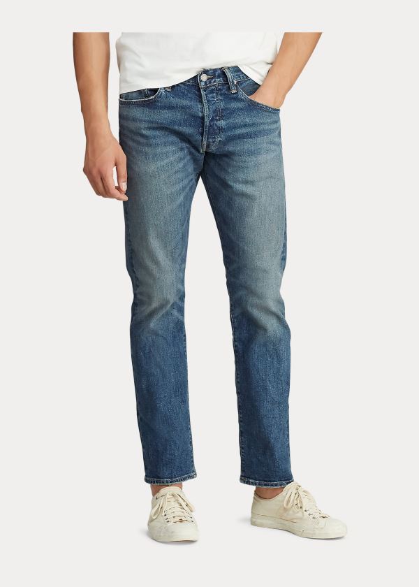 Jeansy Ralph Lauren Varick Slim Straight Jean Męskie Niebieskie Niebieskie | FNEH1976