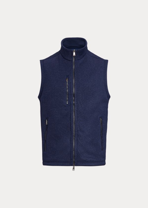 Kamizelka Ralph Lauren Fleece Mockneck Vest Męskie Granatowe | ZEYO6202