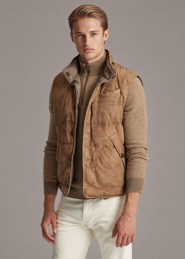 Kamizelka Ralph Lauren Mardell Reversible Vest Męskie Khaki | JPAW3276