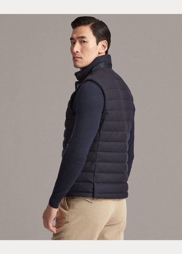 Kamizelka Ralph Lauren Merino-Blend-Flannel Down Vest Męskie Granatowe | BZEV6196