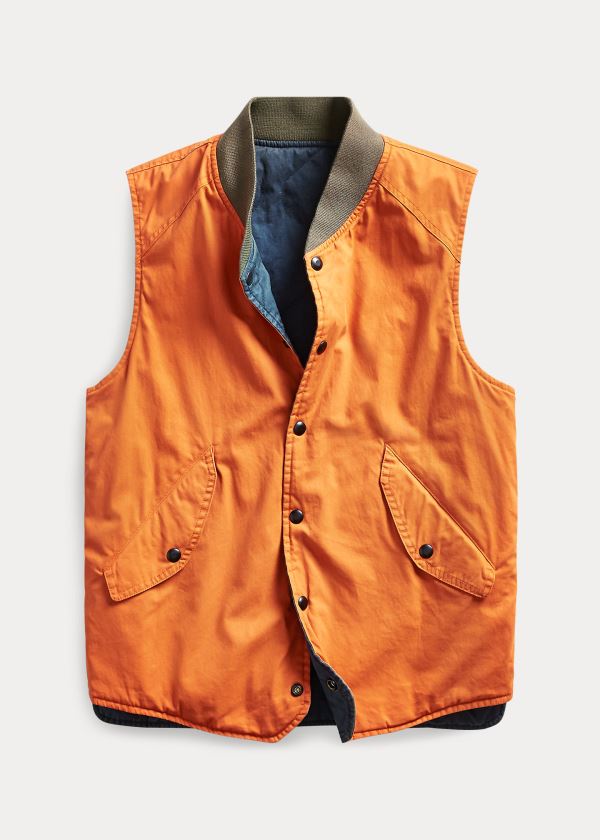 Kamizelka Ralph Lauren Reversible Cotton Twill Vest Męskie Pomarańczowe | IXCH9471