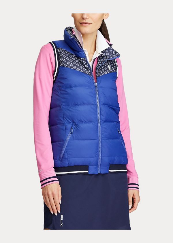 Kamizelka Ralph Lauren Reversible Down Golf Vest Damskie Królewski Niebieski Granatowe | FHJL9999