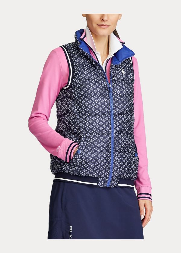 Kamizelka Ralph Lauren Reversible Down Golf Vest Damskie Królewski Niebieski Granatowe | FHJL9999