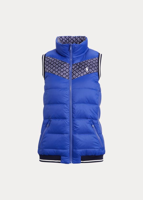 Kamizelka Ralph Lauren Reversible Down Golf Vest Damskie Królewski Niebieski Granatowe | FHJL9999