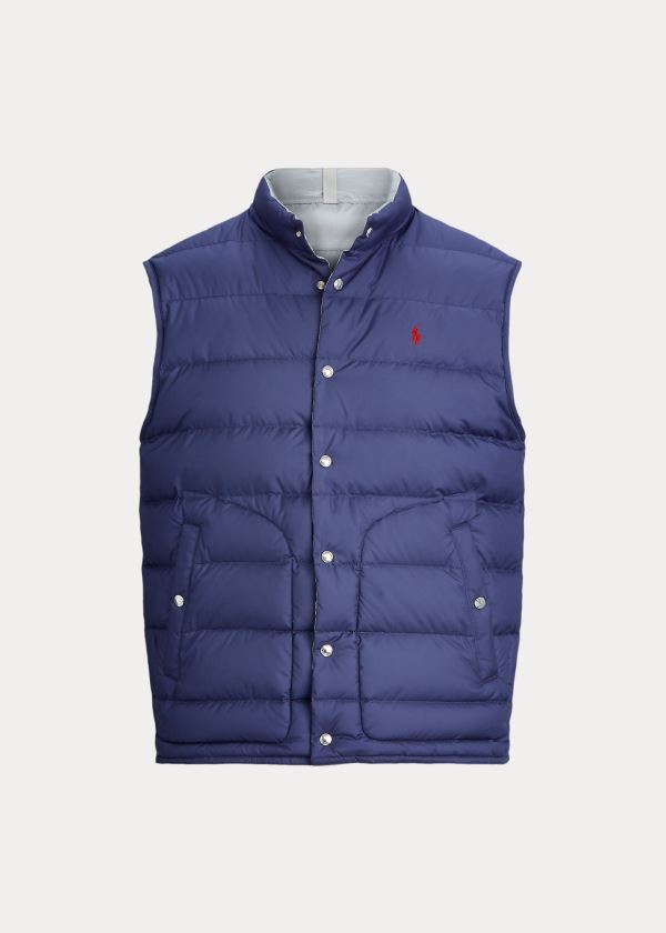 Kamizelka Ralph Lauren Reversible Down Vest Męskie Granatowe Srebrne | NUKM1159