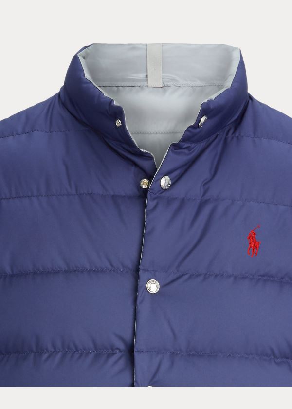 Kamizelka Ralph Lauren Reversible Down Vest Męskie Granatowe Srebrne | NUKM1159