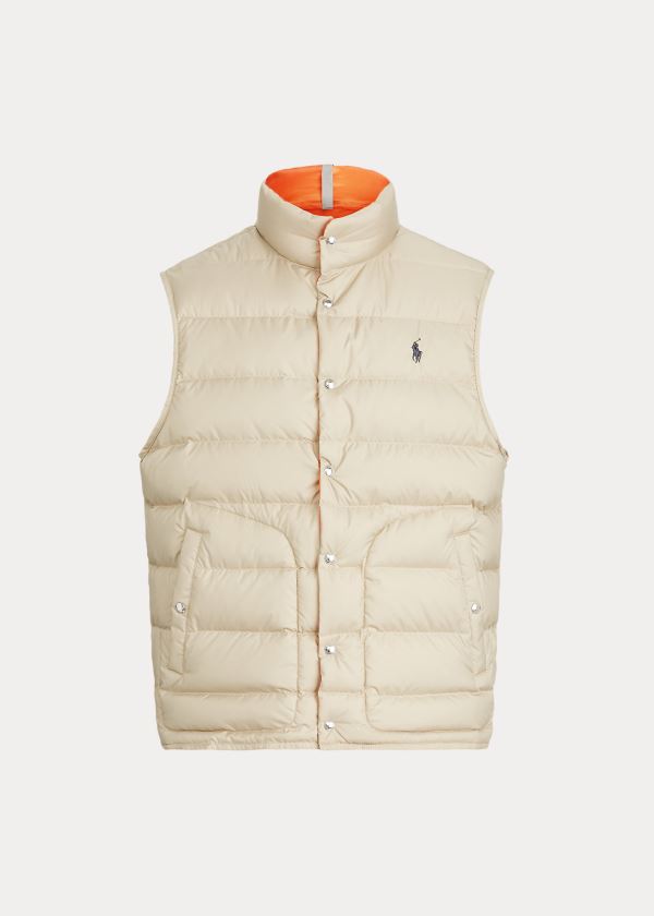 Kamizelka Ralph Lauren Reversible Down Vest Męskie Khaki Pomarańczowe | JXEL5401