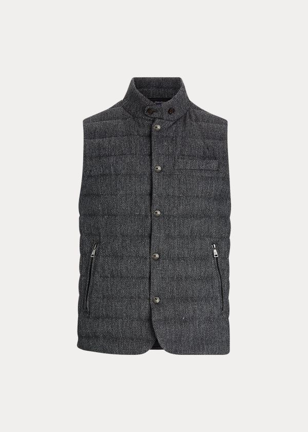 Kamizelka Ralph Lauren Tweed Down Vest Męskie Szare | PRIK6882