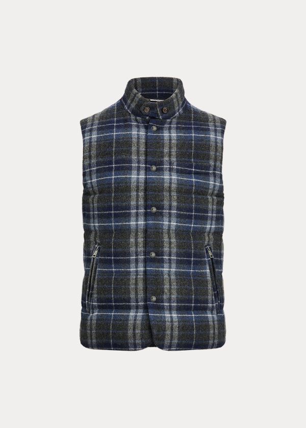 Kamizelka Ralph Lauren Whitwell Plaid Down Vest Męskie Granatowe Kolorowe | HCEP4343