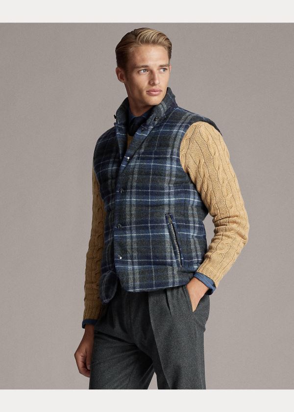 Kamizelka Ralph Lauren Whitwell Plaid Down Vest Męskie Granatowe Kolorowe | HCEP4343