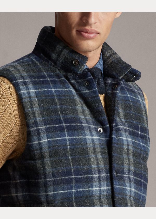 Kamizelka Ralph Lauren Whitwell Plaid Down Vest Męskie Granatowe Kolorowe | HCEP4343