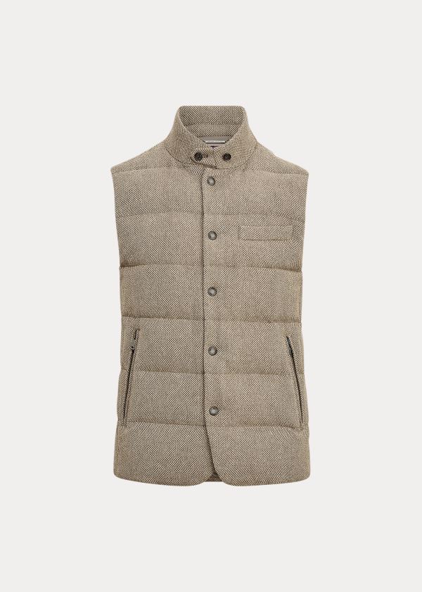 Kamizelka Ralph Lauren Whitwell Tweed Down Vest Męskie Brązowe | KUPS3602