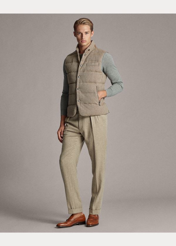 Kamizelka Ralph Lauren Whitwell Tweed Down Vest Męskie Brązowe | KUPS3602