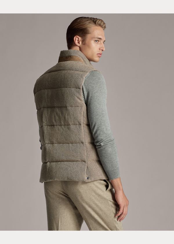 Kamizelka Ralph Lauren Whitwell Tweed Down Vest Męskie Brązowe | KUPS3602