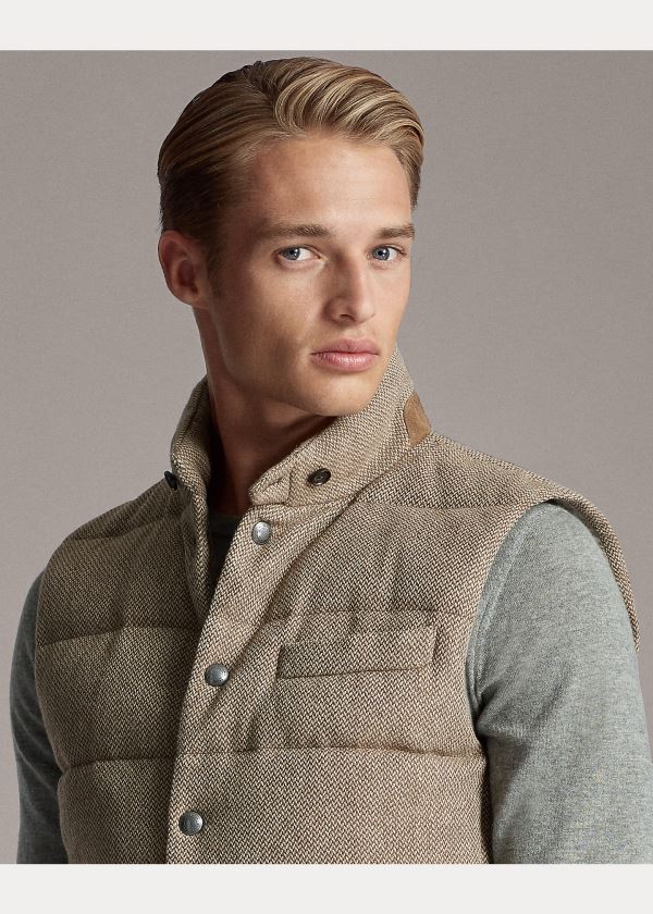 Kamizelka Ralph Lauren Whitwell Tweed Down Vest Męskie Brązowe | KUPS3602