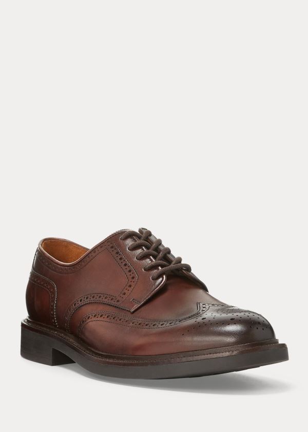 Końcówka Skrzydła Ralph Lauren Asher Skórzane Wingtip Męskie Brązowe | RMVR8732