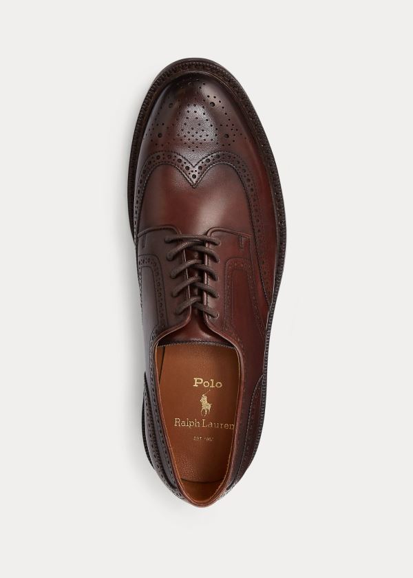 Końcówka Skrzydła Ralph Lauren Asher Skórzane Wingtip Męskie Brązowe | RMVR8732