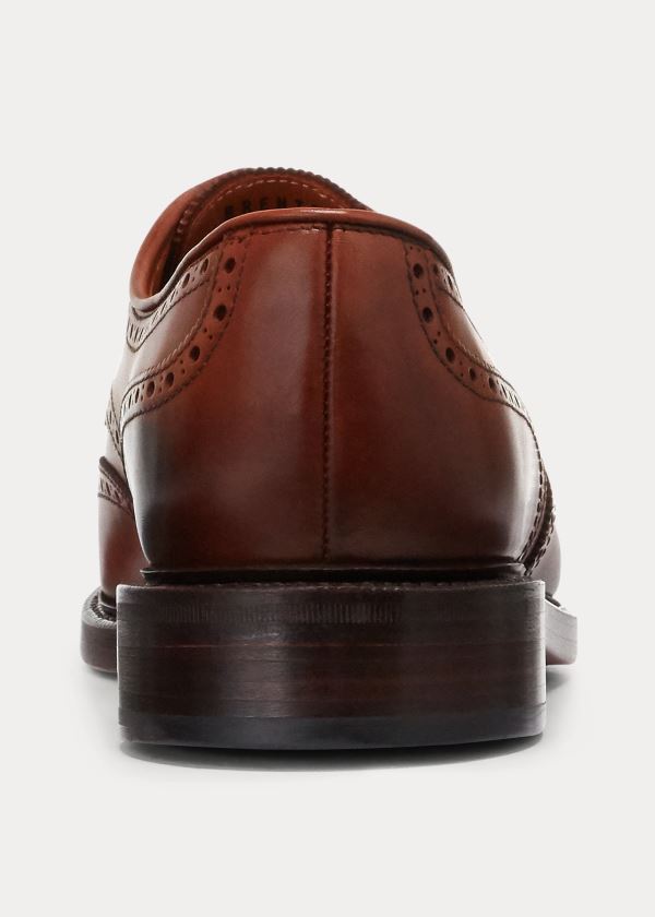 Końcówka Skrzydła Ralph Lauren Brenton Leather Wingtip Męskie Brązowe | BZLF0203