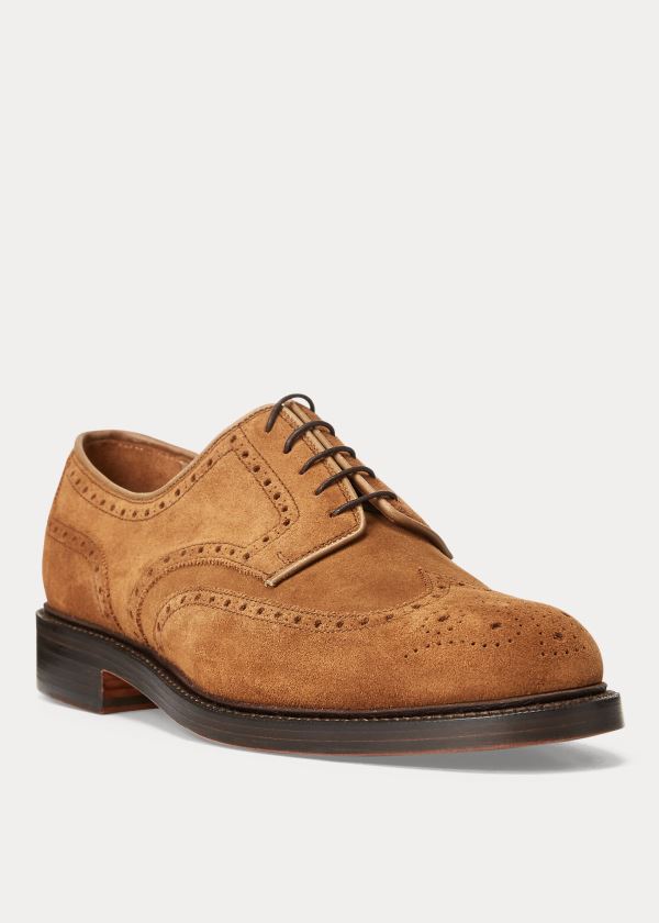 Końcówka Skrzydła Ralph Lauren Brenton Suede Wingtip Męskie Brązowe | RAOD7417