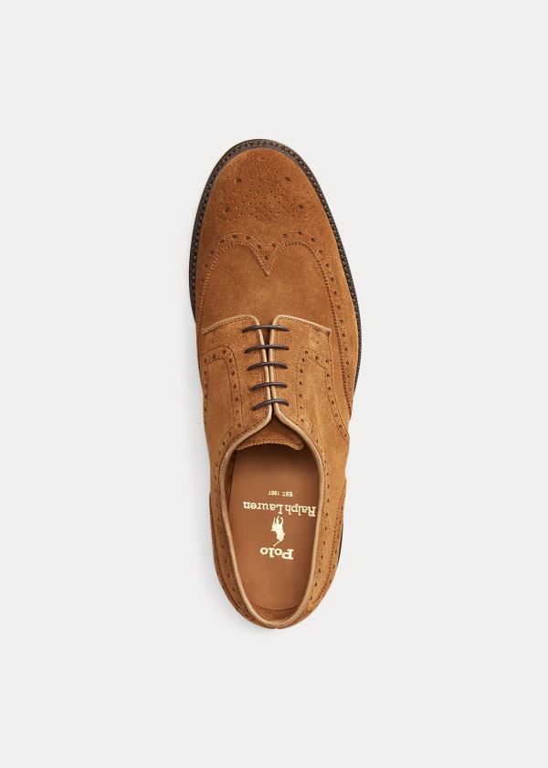 Końcówka Skrzydła Ralph Lauren Brenton Suede Wingtip Męskie Brązowe | RAOD7417