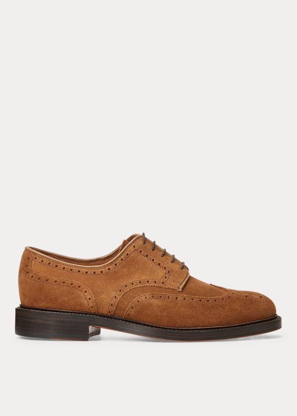 Końcówka Skrzydła Ralph Lauren Brenton Suede Wingtip Męskie Brązowe | RAOD7417