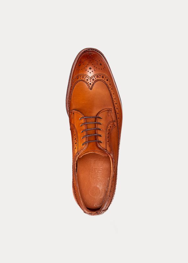 Końcówka Skrzydła Ralph Lauren Sanderson Burnished Wingtip Męskie Brązowe | JJSG6515