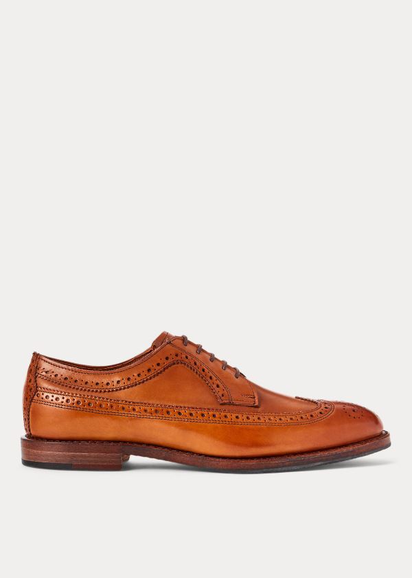 Końcówka Skrzydła Ralph Lauren Sanderson Burnished Wingtip Męskie Brązowe | JJSG6515