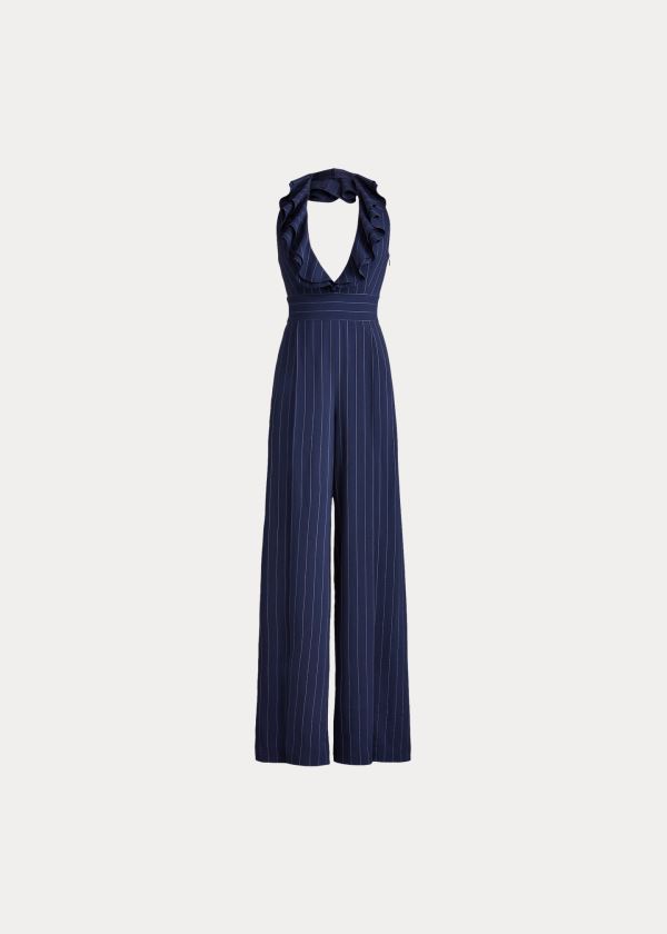 Kombinezony Długi Ralph Lauren Alandra Striped Wool Jumpsuit Damskie Granatowe Kremowe | ABRQ3071