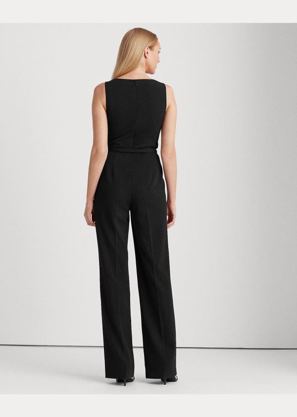 Kombinezony Długi Ralph Lauren Belted Jersey Jumpsuit Damskie Czarne | FESU8716