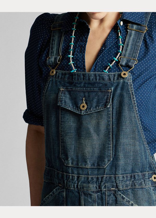 Kombinezony Długi Ralph Lauren Denim Overall Damskie Niebieskie Niebieskie | BNLO4501