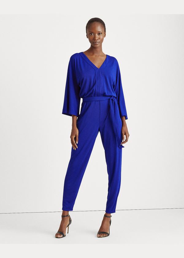 Kombinezony Długi Ralph Lauren Jersey Dolman-Sleeve Jumpsuit Damskie Królewski Niebieski Niebieskie | OASI1306