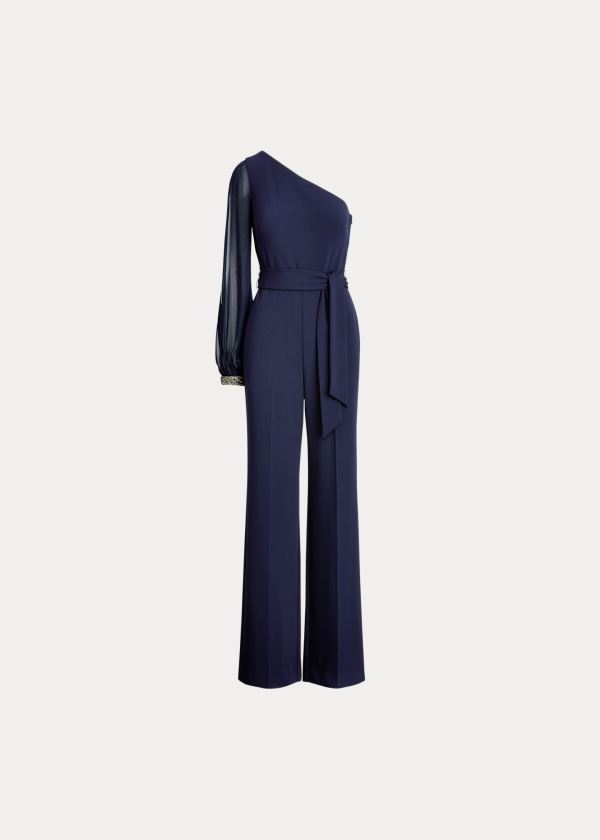 Kombinezony Długi Ralph Lauren Jersey One-Shoulder Jumpsuit Damskie Granatowe | DGES6412