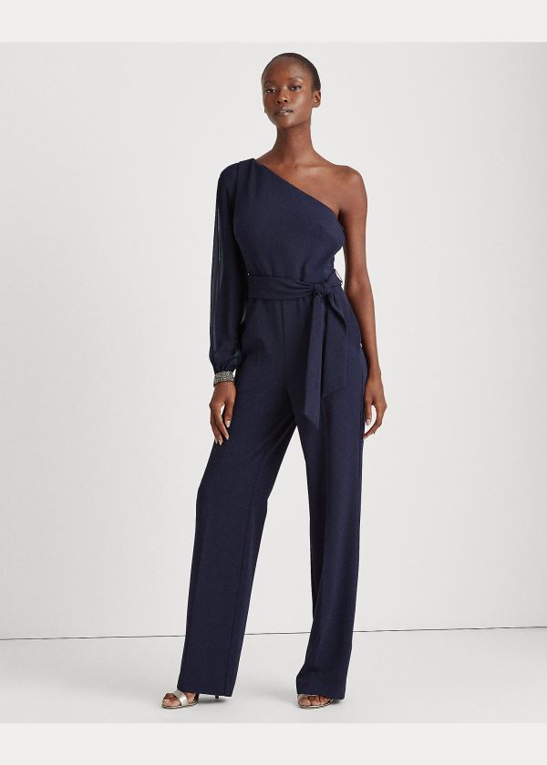 Kombinezony Długi Ralph Lauren Jersey One-Shoulder Jumpsuit Damskie Granatowe | DGES6412