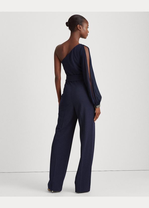 Kombinezony Długi Ralph Lauren Jersey One-Shoulder Jumpsuit Damskie Granatowe | DGES6412