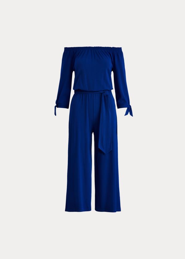 Kombinezony Długi Ralph Lauren Off-the-Shoulder Jumpsuit Damskie Królewski Niebieski Niebieskie | COZV0355